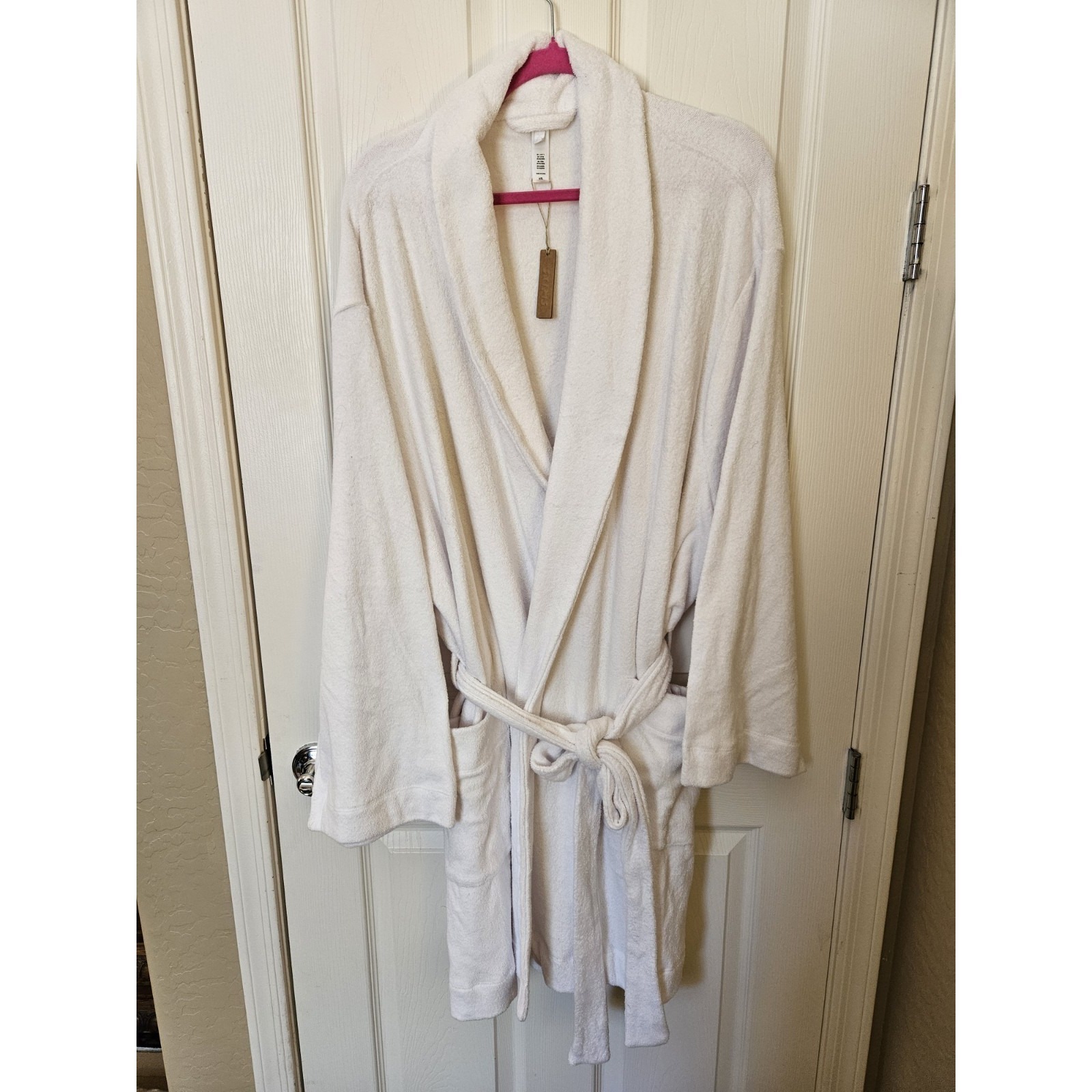 Nwt Skims By Kim Kardashian Soft Short Terry Cloth White Robe W/Pockets Plus 4xl